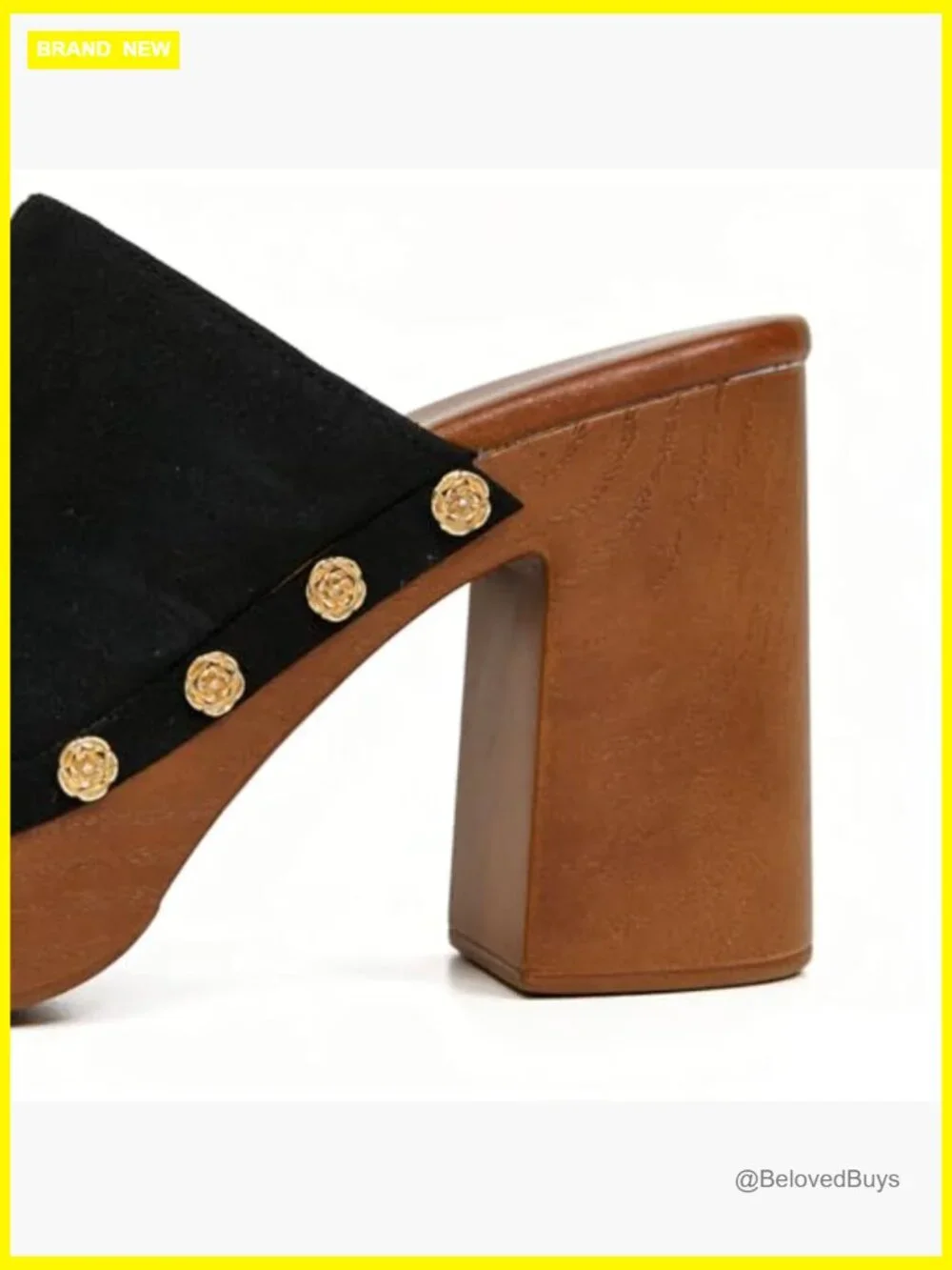 Studded Platform Chunky Heel Mules Clogs – Slip-On Round Toe Sandals Summer - Picture 6 of 7
